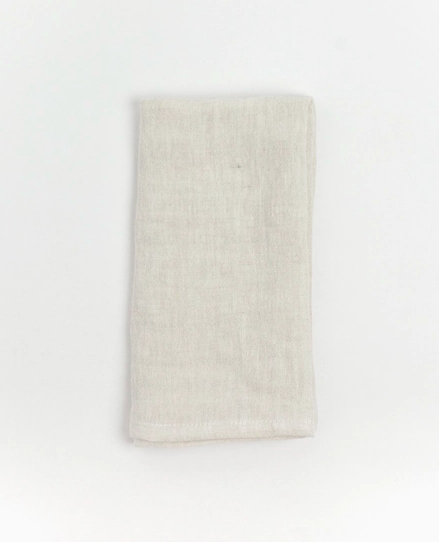 Stone Washed Linen Hemmed Dinner Napkin Natural Chambray