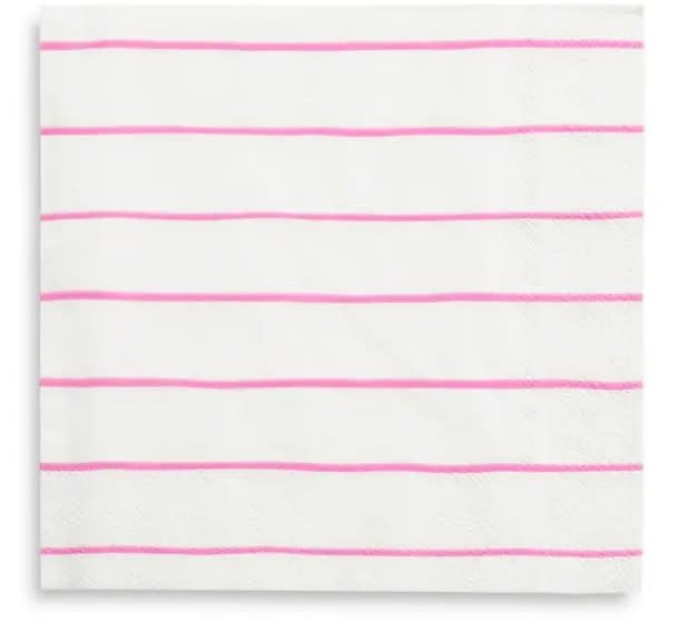 Frenchie Striped Cerise Napkins - 16pk - Petite