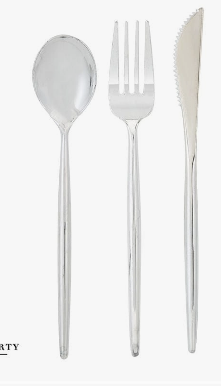 Matrix Silver Plastic Cutlery Set | 30 Pieces
