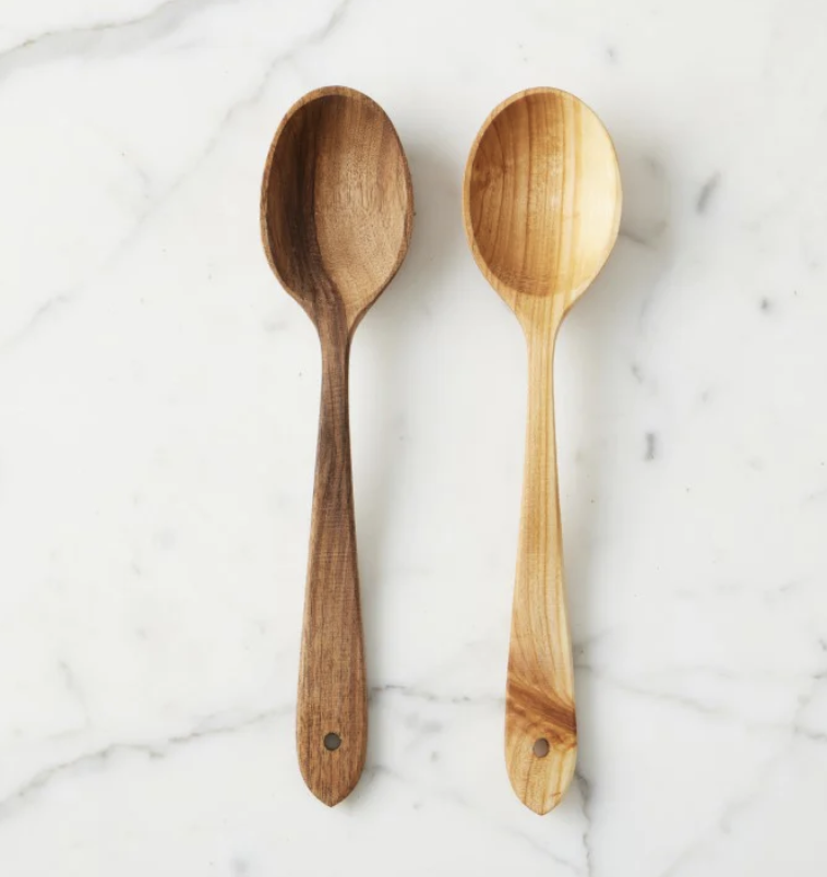 Fruitwood Large Serving Spoons, Set of 2