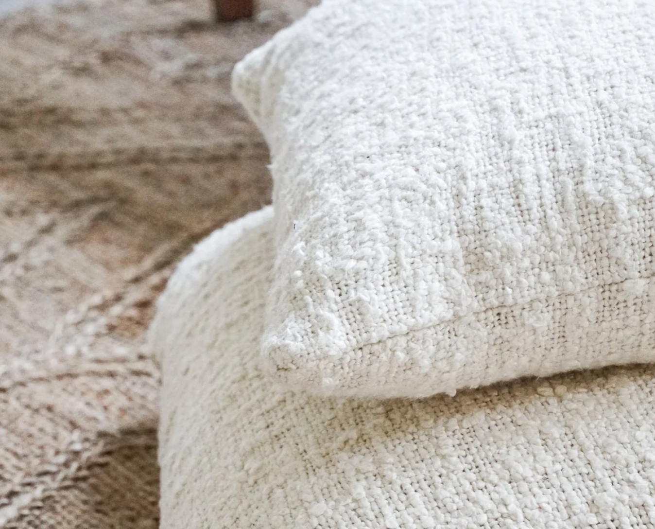 Cozy Cotton Ivory Boucle 20x20 Down Pillow