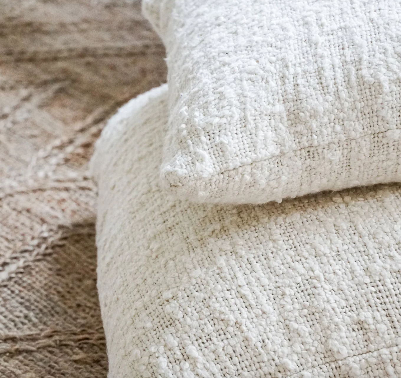 Cozy Cotton Ivory Boucle 26x26 Down Euro Pillow