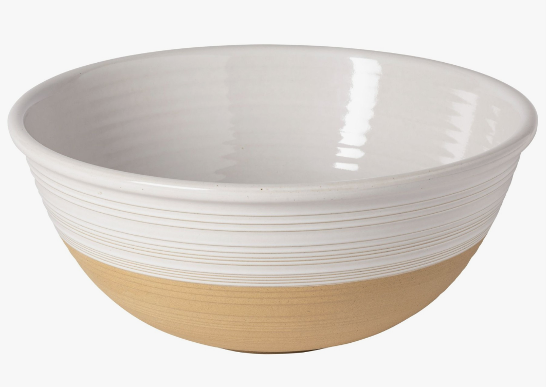 Serving Bowl, Scotia White with Wood Lid