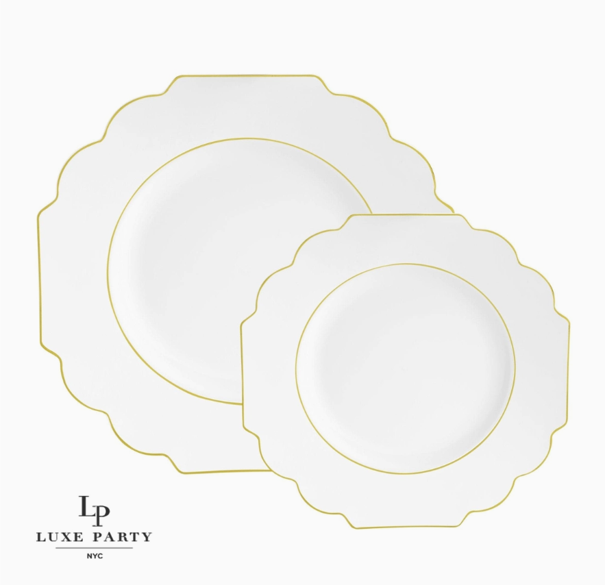 Gold Scalloped Plastic Plates | 10 Pack
