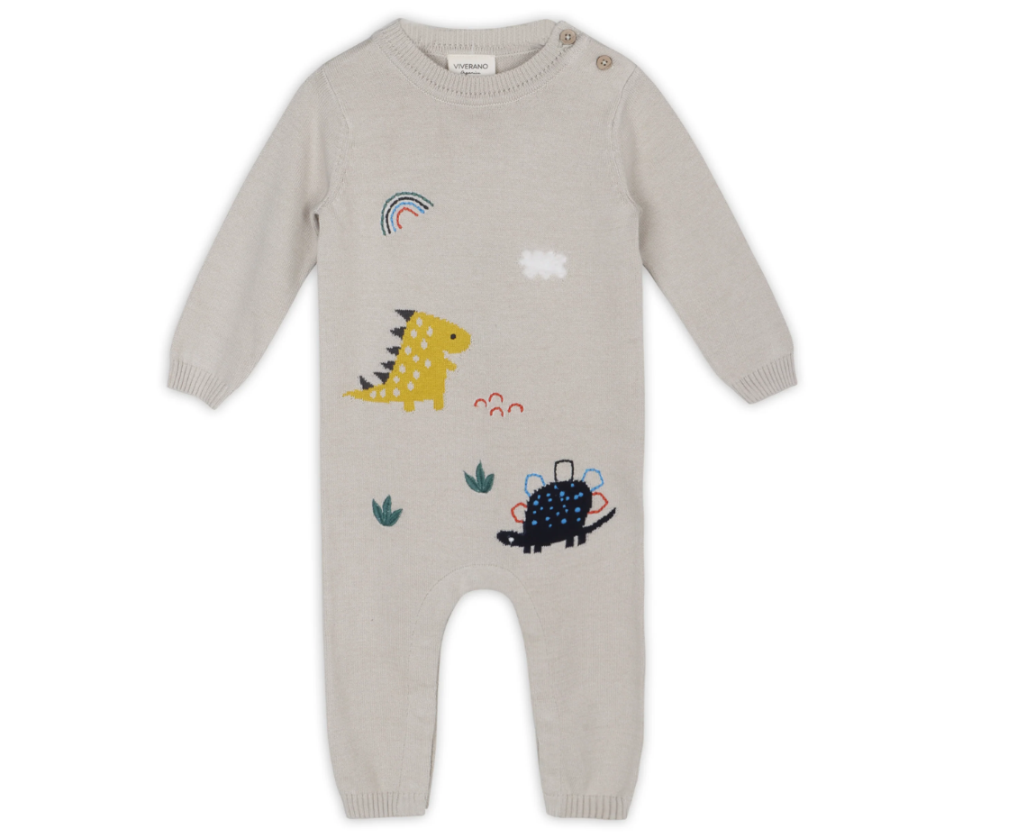 Dinosaur Jacquard Sweater Jumpsuit