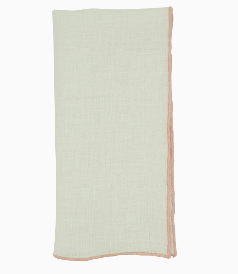 Stonewashed Stitch Border Napkin Pink