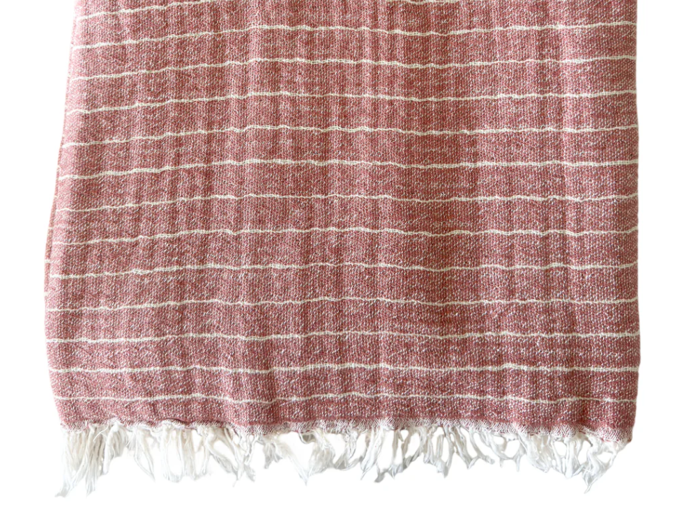 Desert Red Striped Turkish Cotton Throw