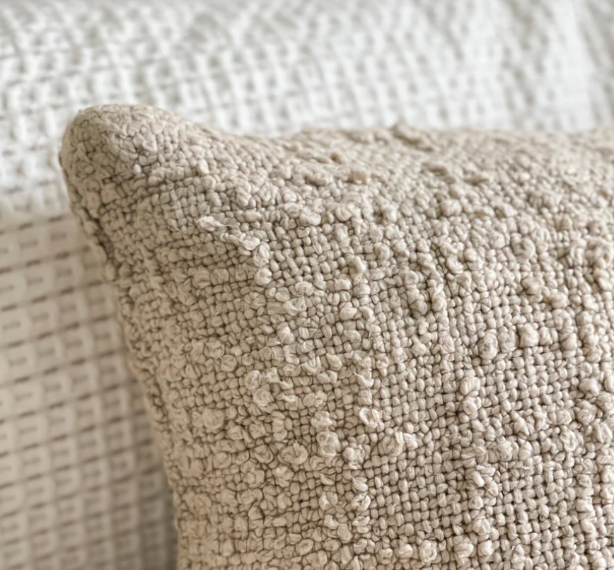 Cozy Cotton Beige Boucle 14x20 Pillow