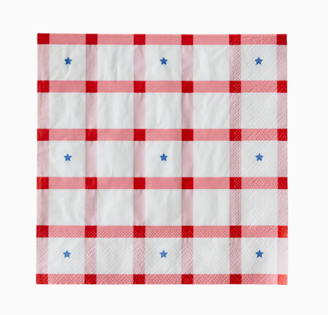 Red Gingham 4TH of July Large Napkins