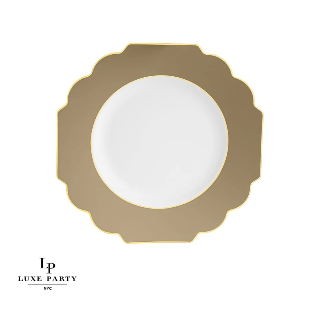 Gold Scalloped Plastic Plates | 10 Pack