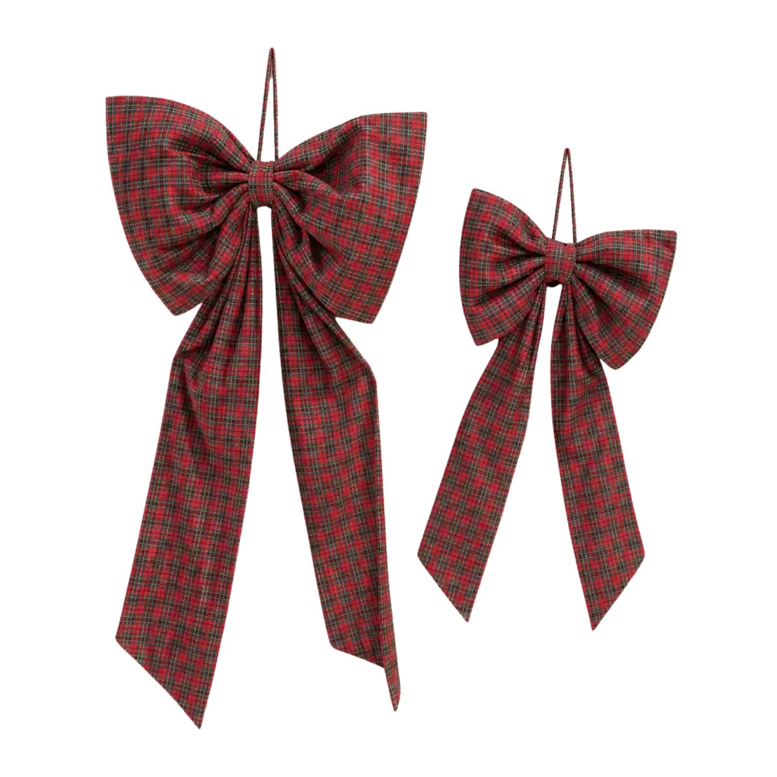 Oversized Plaid Red Bow Medium