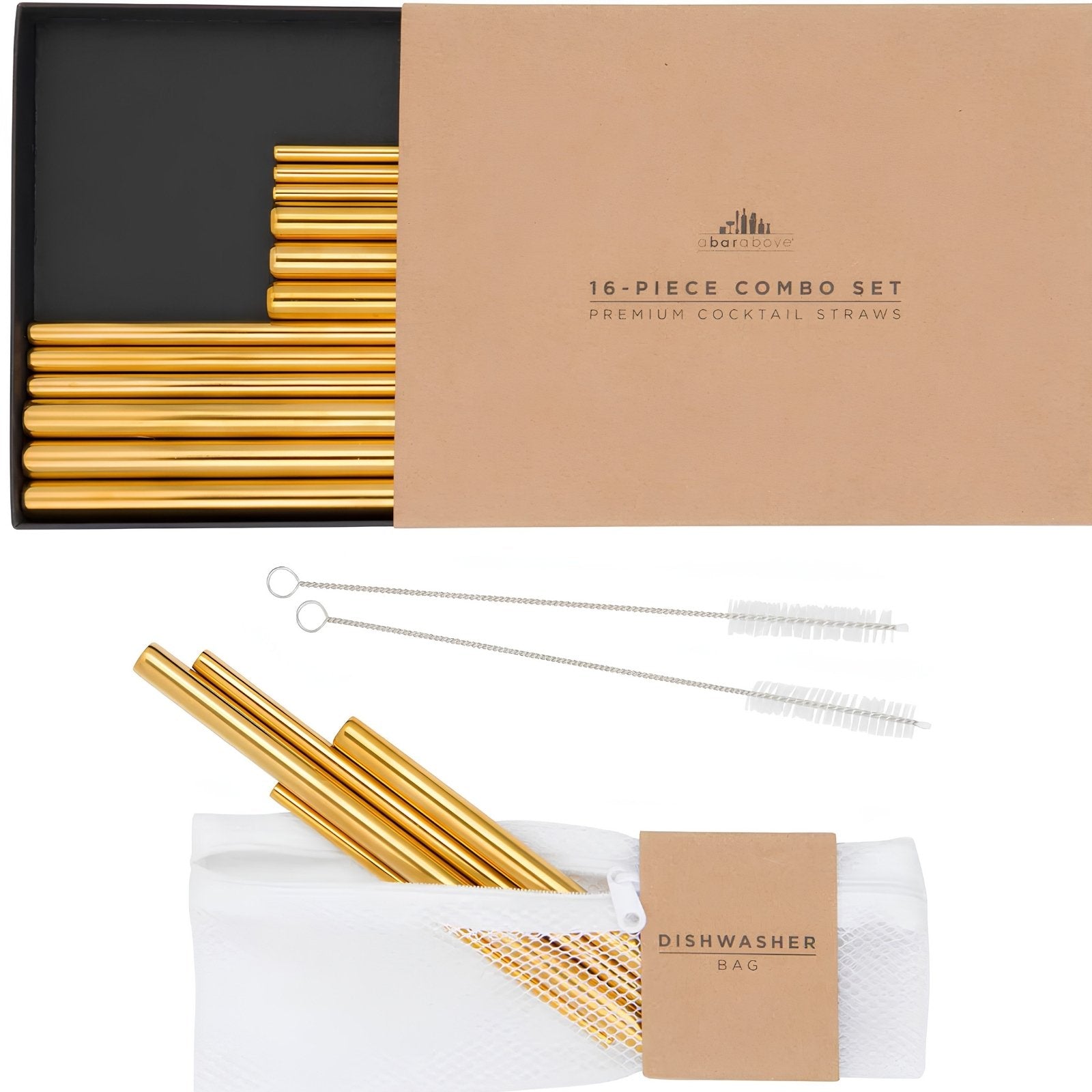Gold Cocktail Straws - Combo 16pc