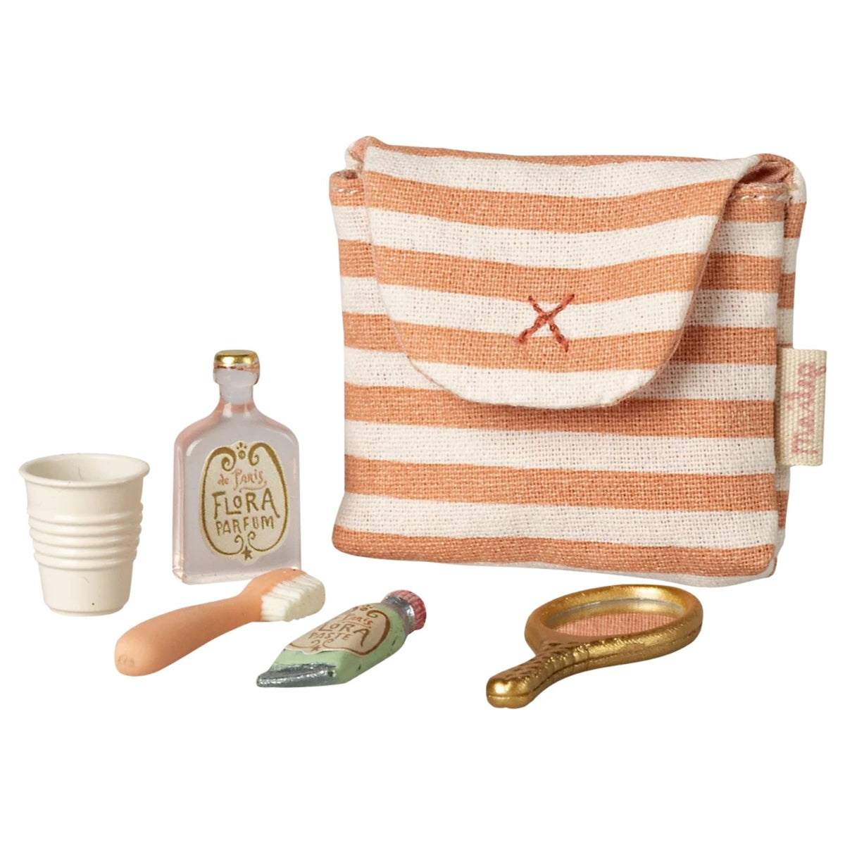Toothbrush set in bag, Mouse -  Coral stripe