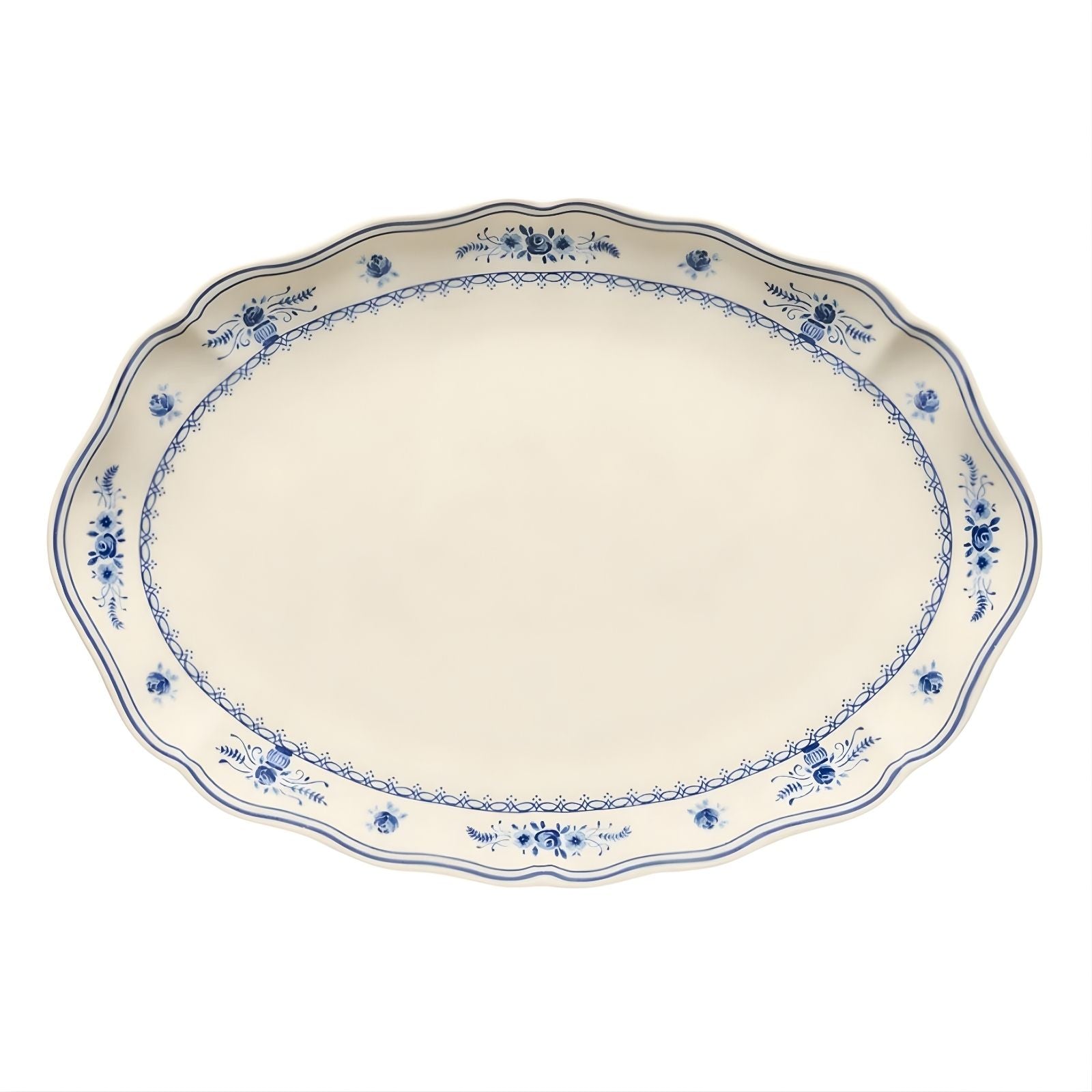 Large Oval Platter Vila, Beige Blue