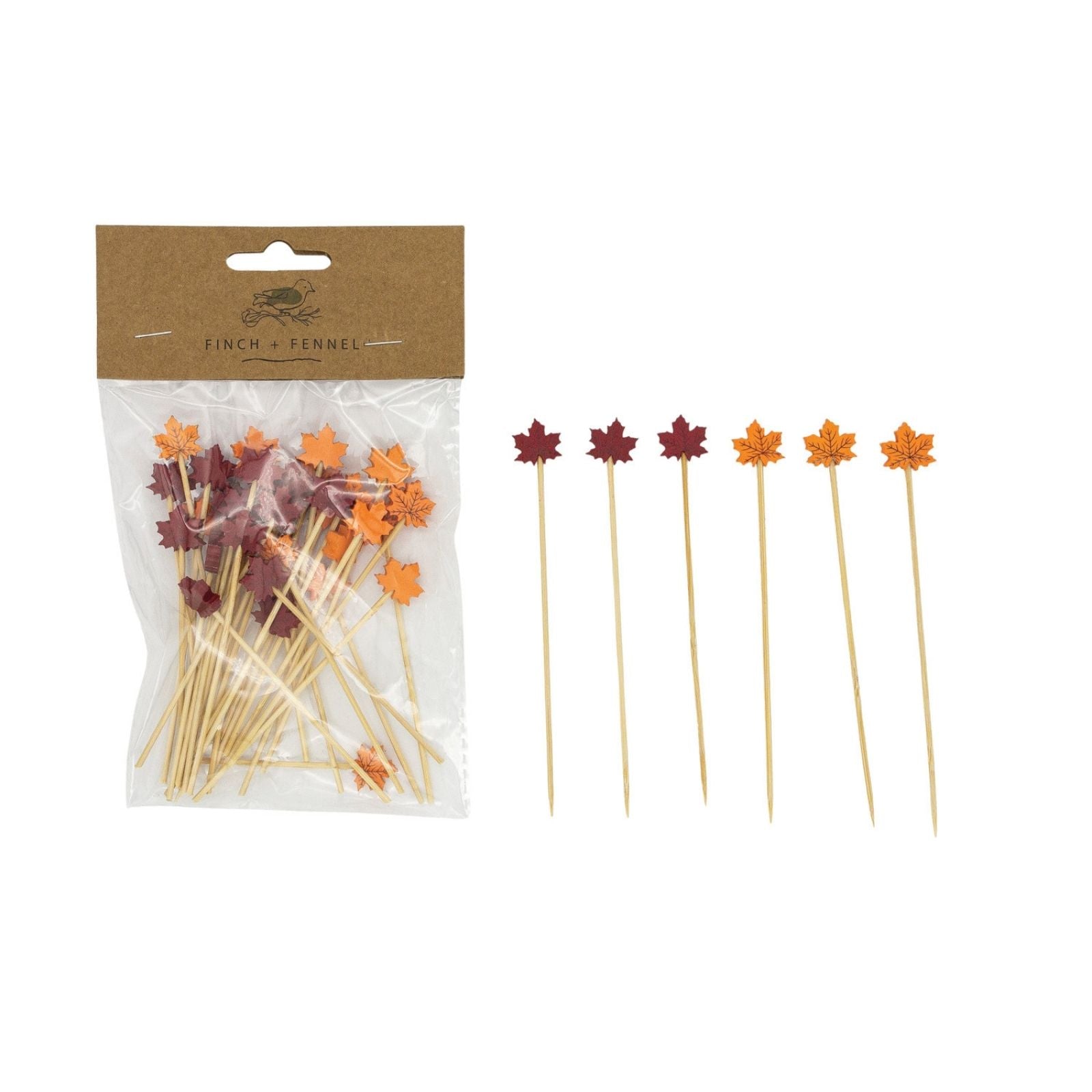 Bamboo Single Use Picks Leaf Handles