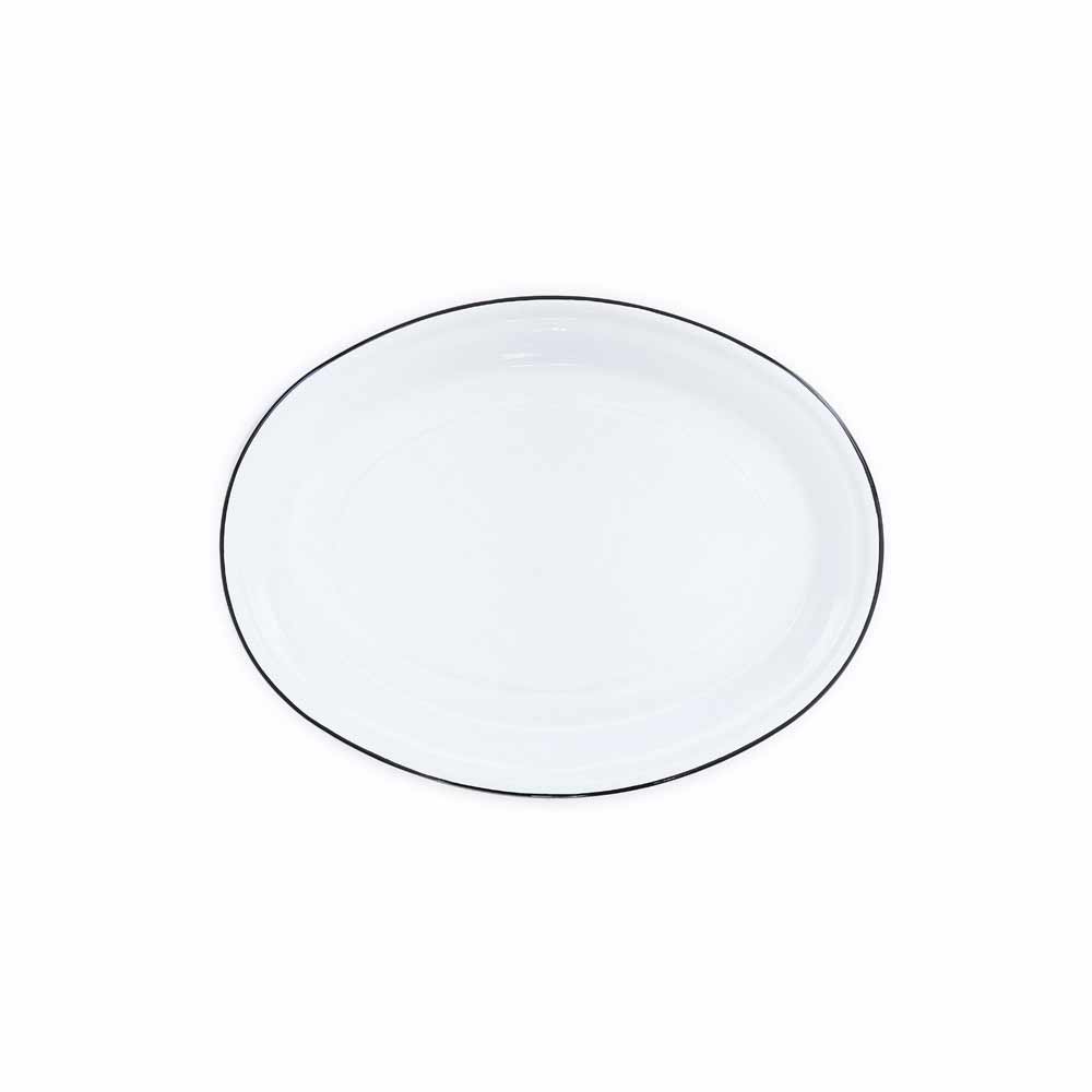 Oval Tray White Black Rim