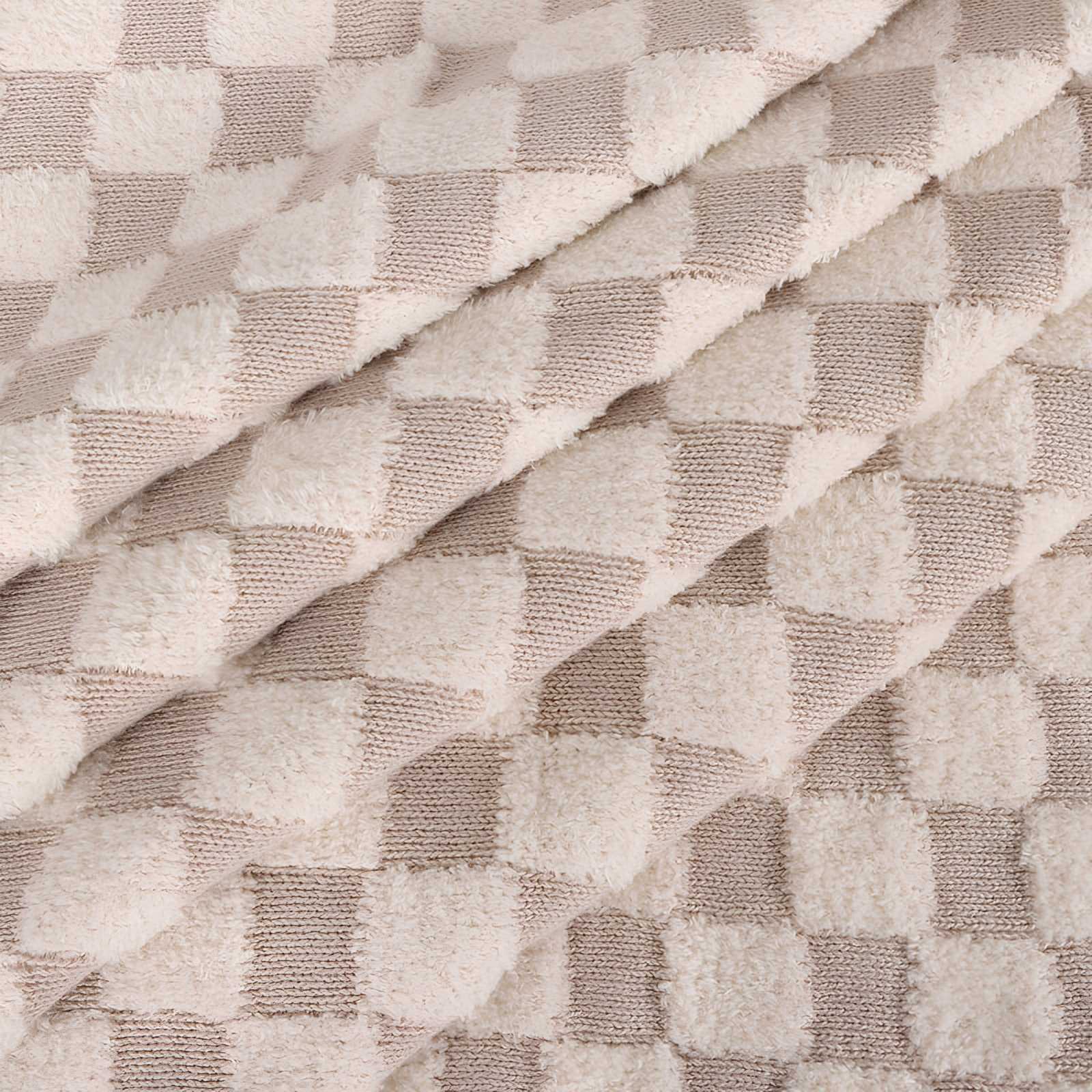 Tan Checkered - Jacquard Terry Knit Baby Blanket