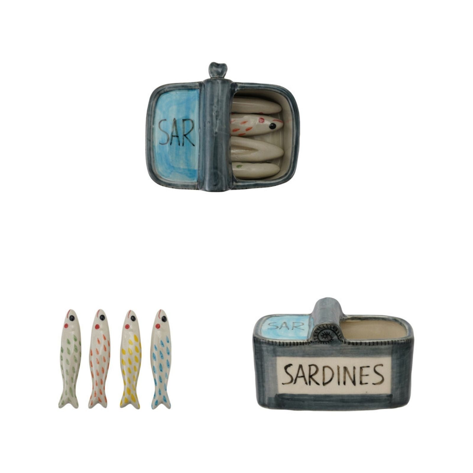 Stoneware Sardine Utensil Rests Set