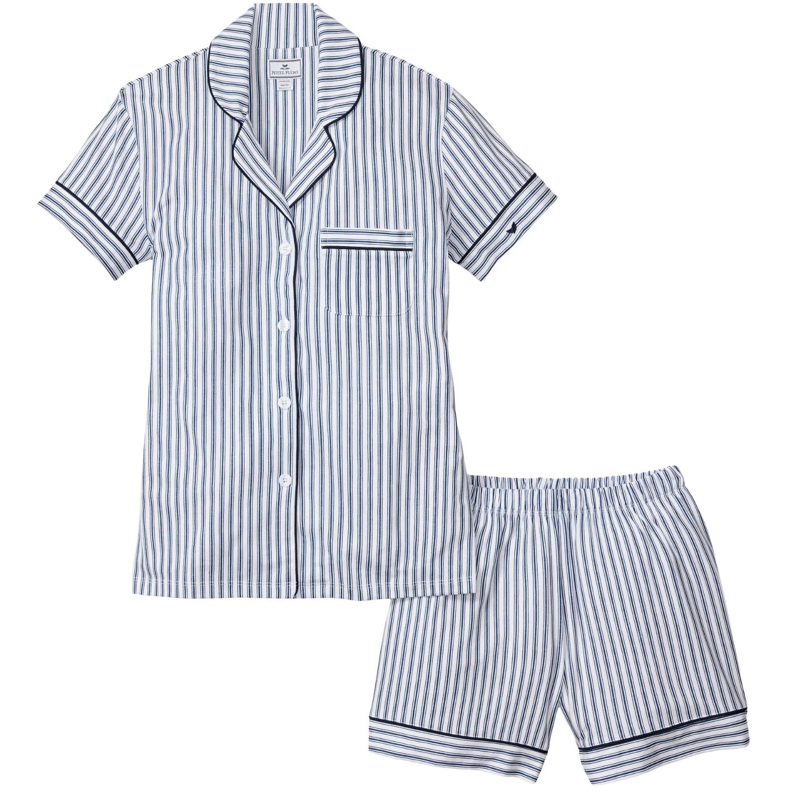 Luxe Pima Navy French Ticking Short Set