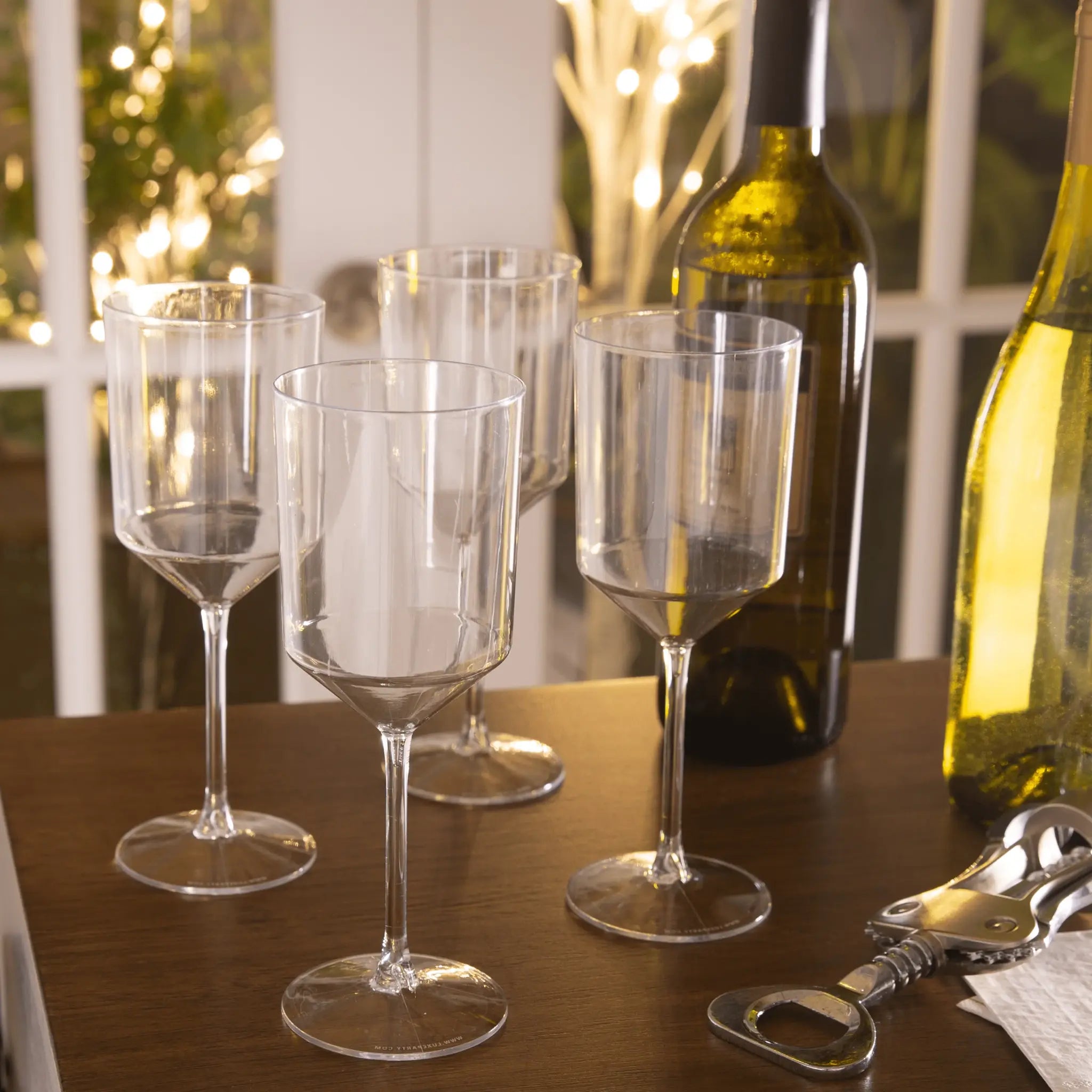 Upscale Clear Plastic Wine Cups | 4 Cups