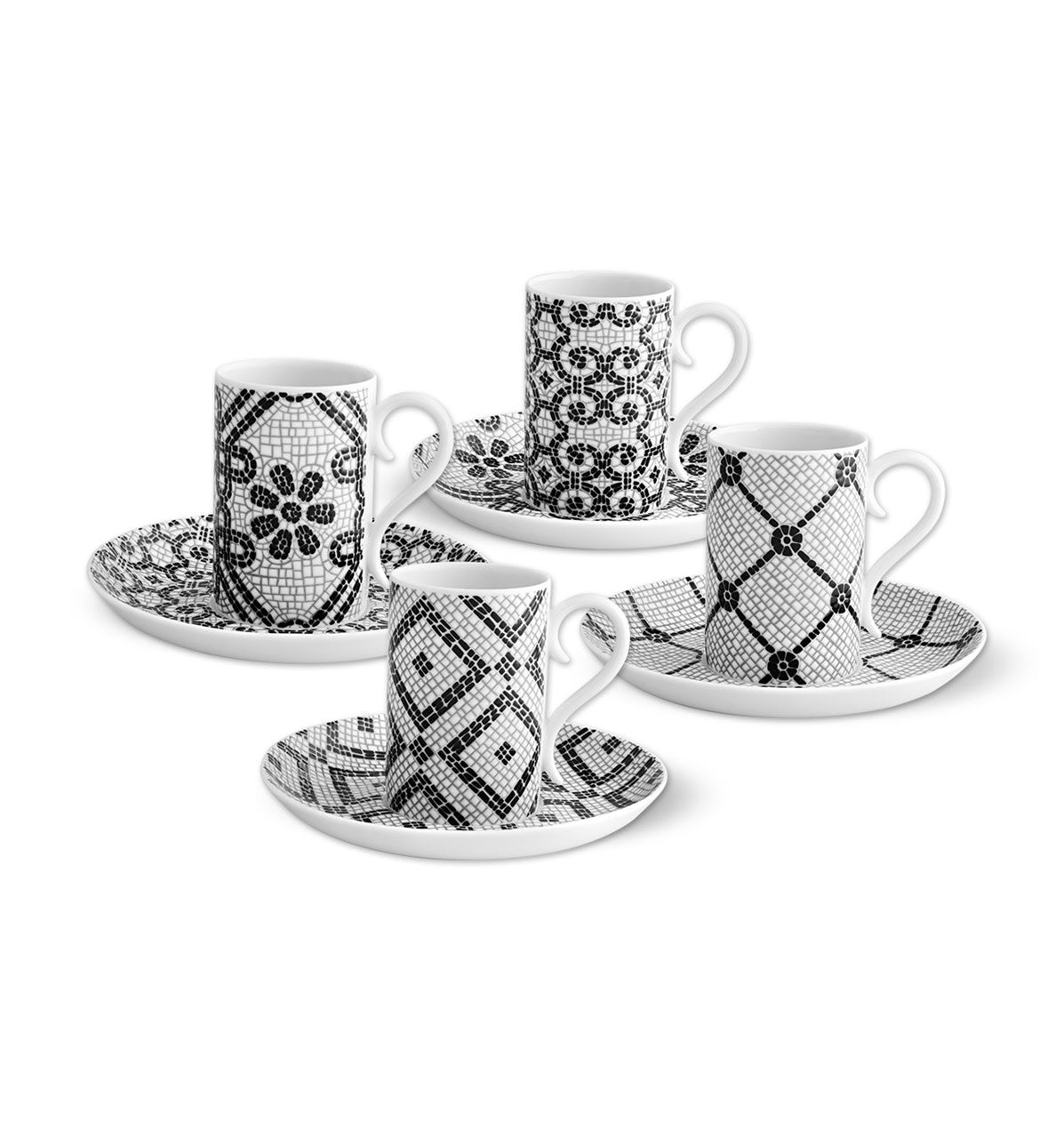 Calcada Portuguesa Set of 4 Espresso Cups and Saucers