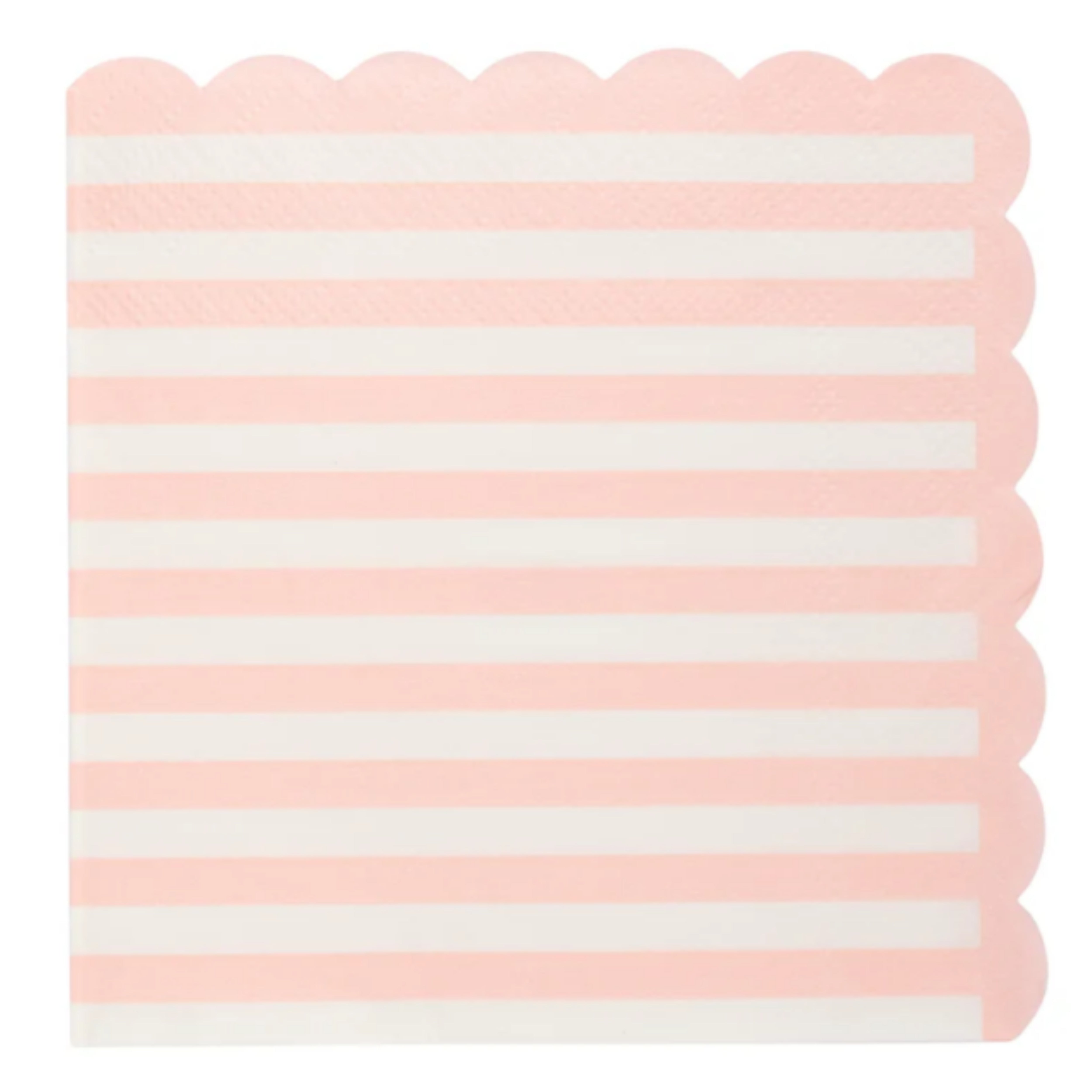 Pink Striped Scalloped Cocktail Napkins