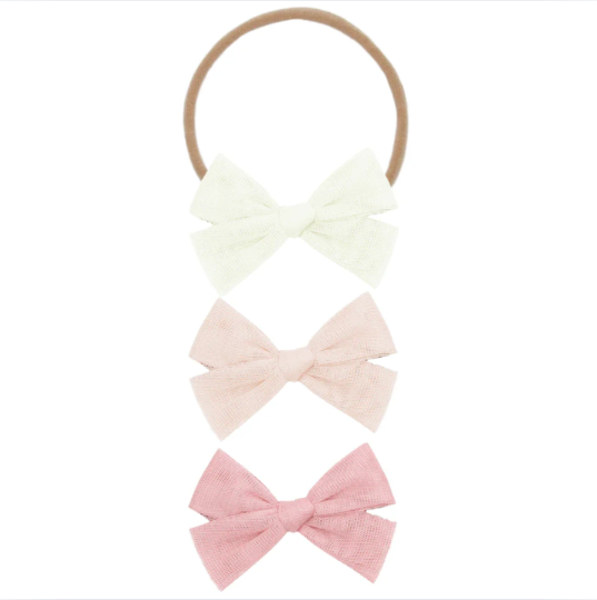 Tulle Bow  Set - Blush Headbands Med