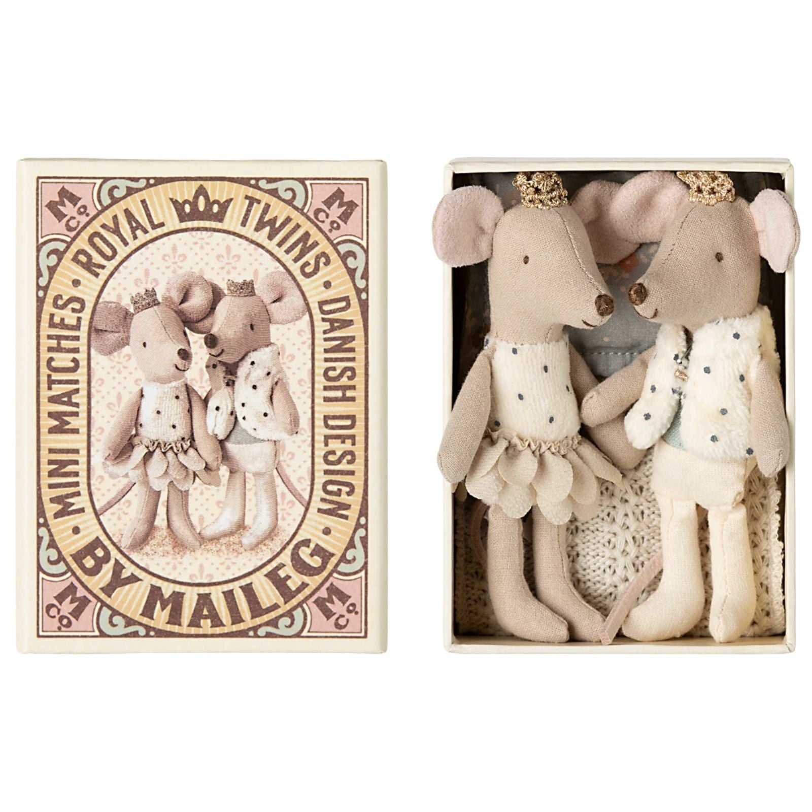 Royal twin mice, Little sister and  brother in matchbox