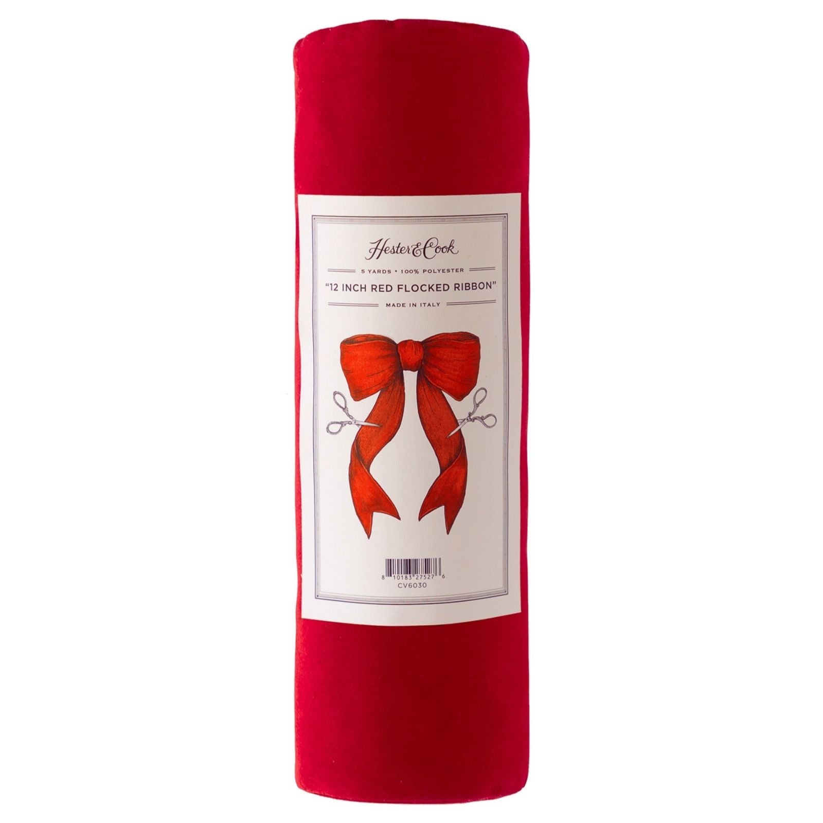 Red Flocked Ribbon 12"