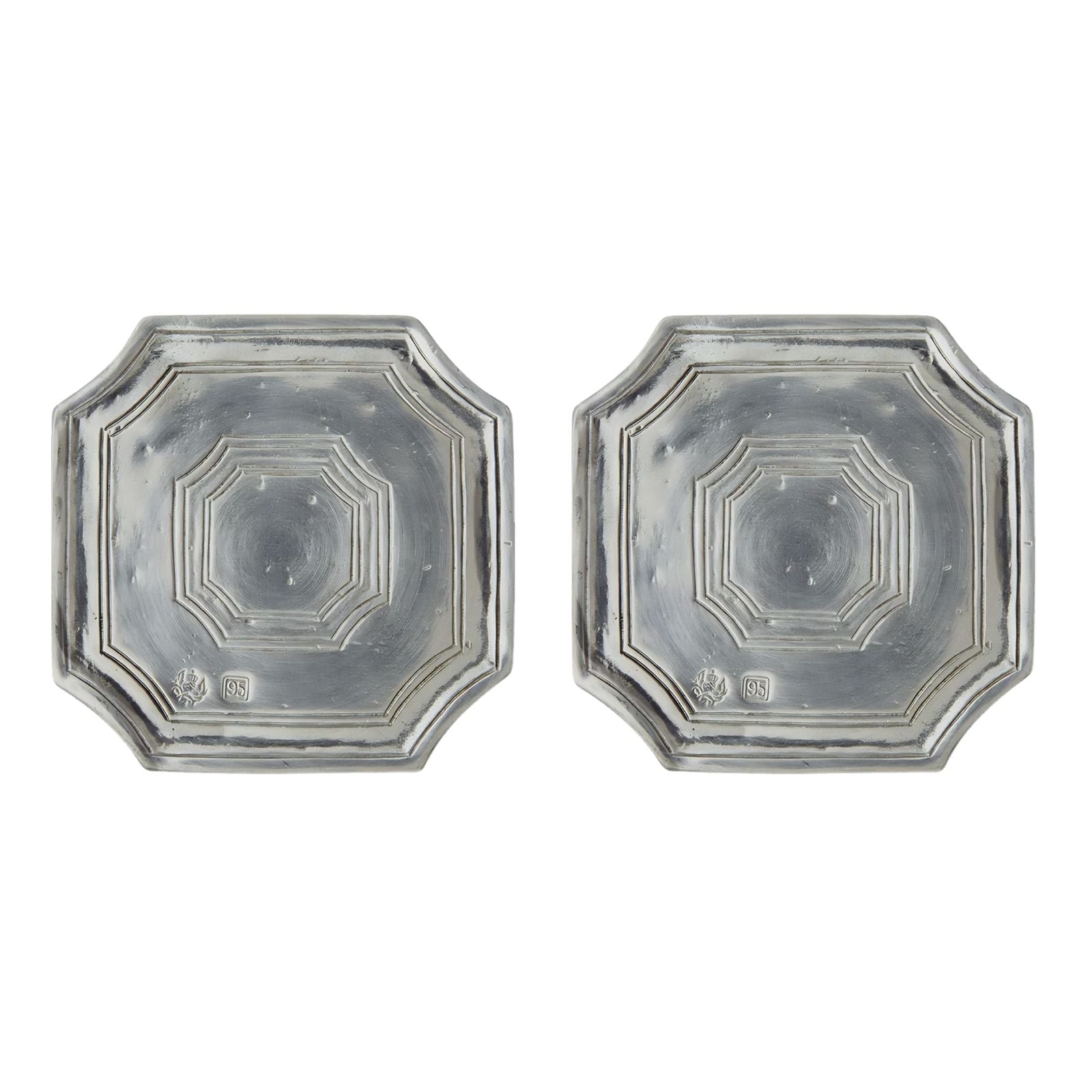 MATCH Pewter Pair of Octagonal Coasters