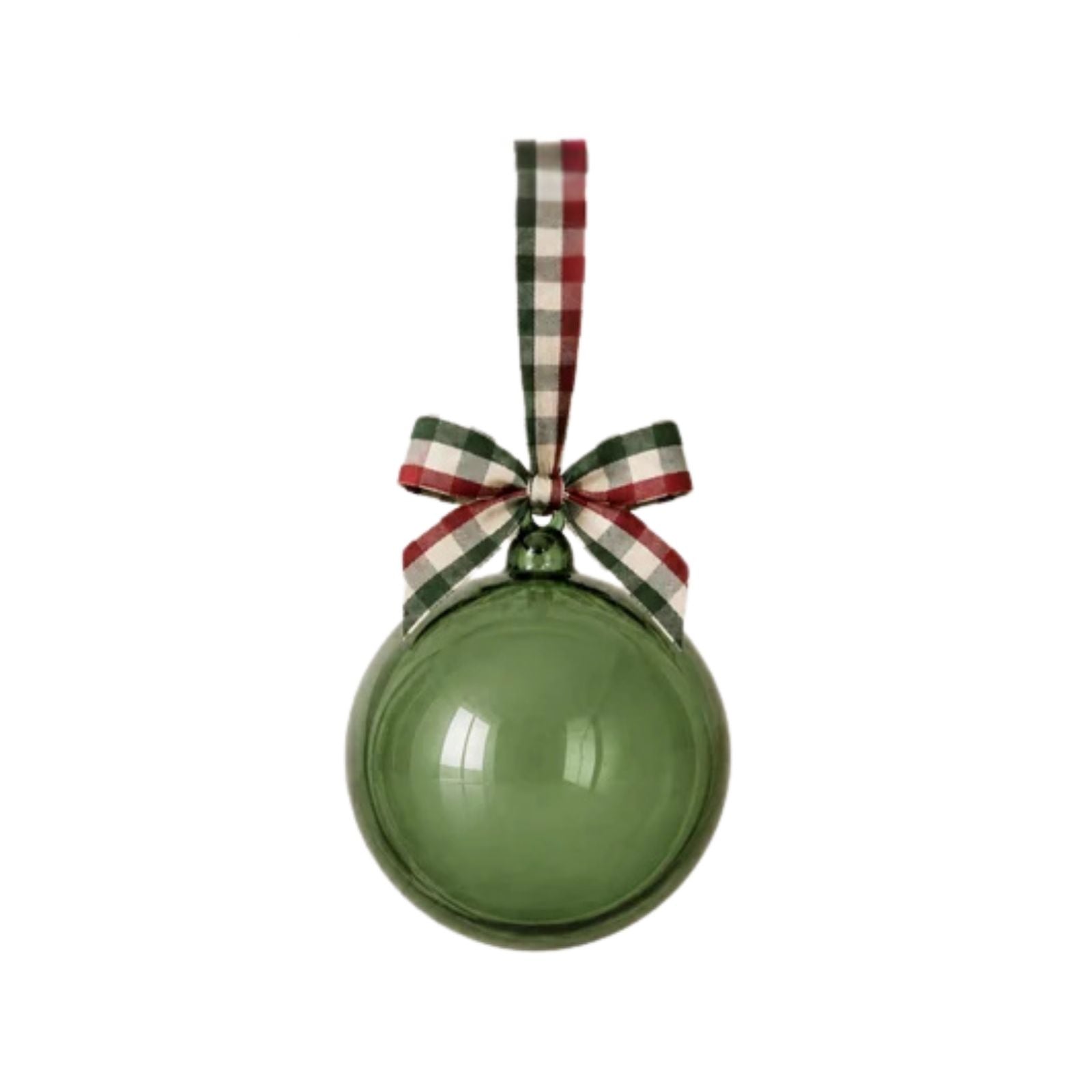 Glass Ornament Clear and Plaid Ribbon