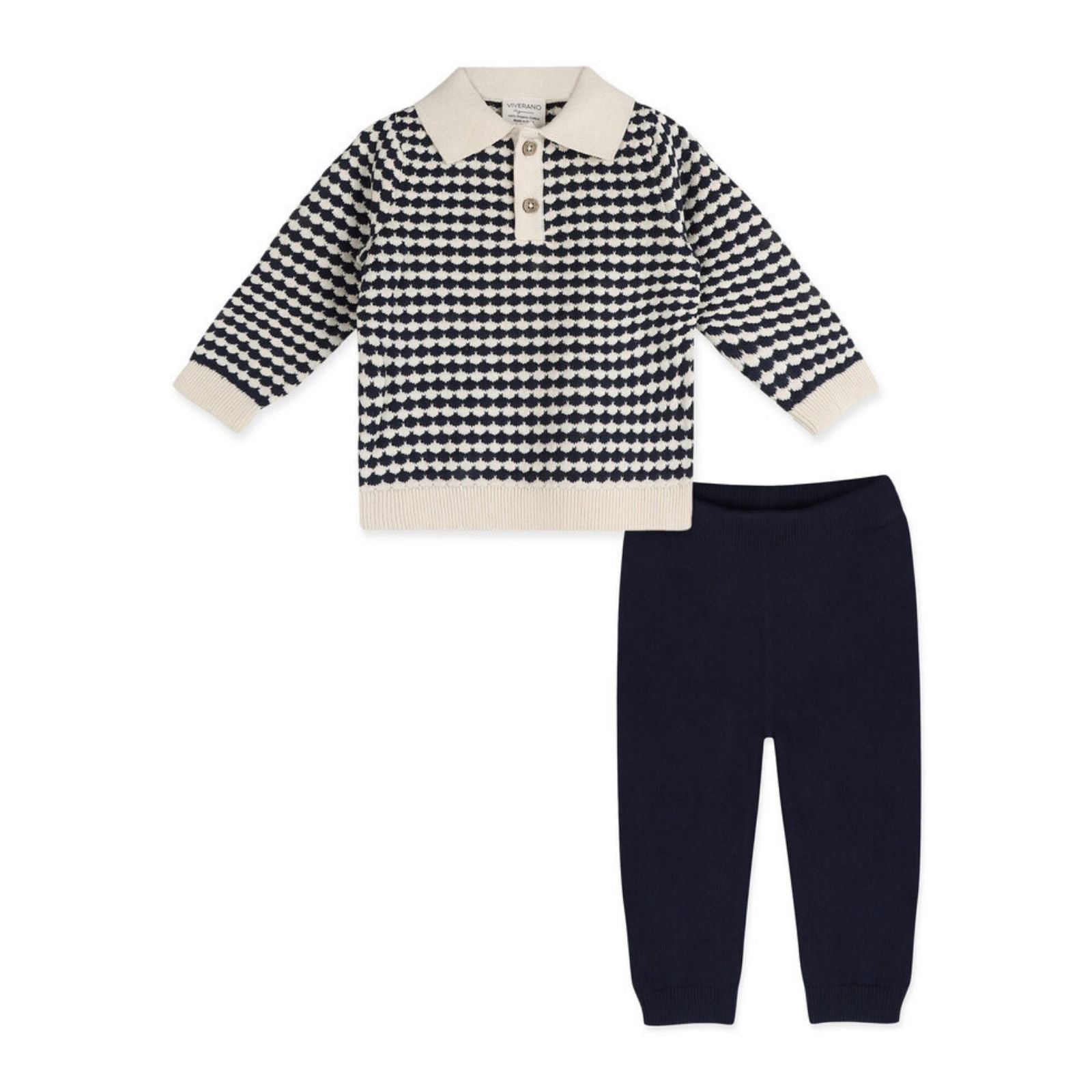 Leo Knit Polo Baby & Pant Set - Navy 3-6M
